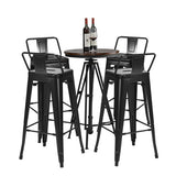 30 Inch Set of 4 Metal Counter Height Barstools with Low Back and Rubber Feet-Black