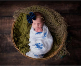 Gift Set: Blue Crab Baby Muslin Swaddle Blanket and Burp Cloth/Bib Combo by Little Hometown