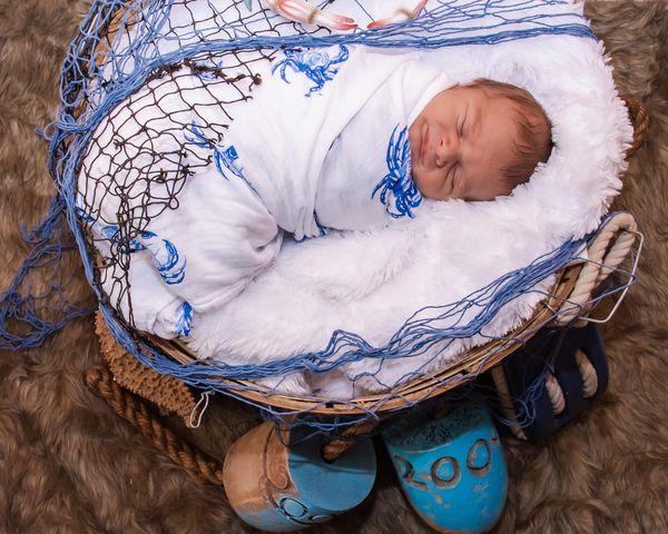 Gift Set: Blue Crab Baby Muslin Swaddle Blanket and Burp Cloth/Bib Combo by Little Hometown