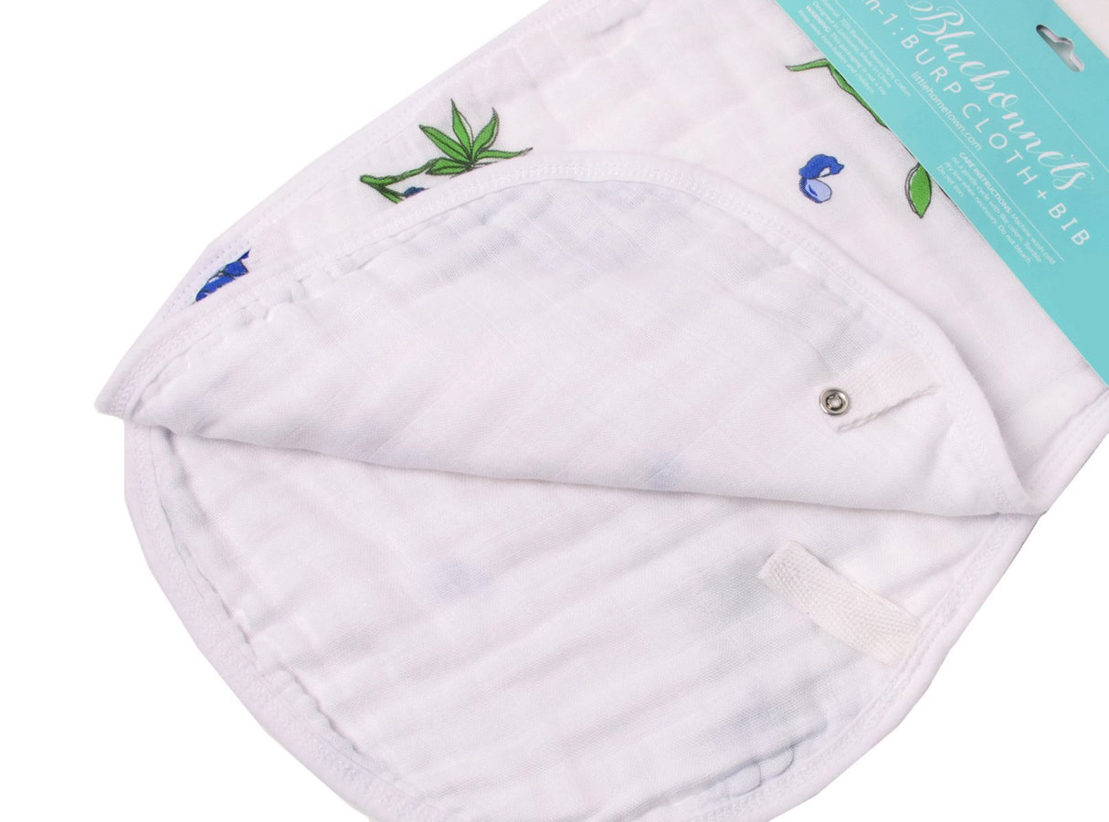 Gift Set: Bluebonnets Baby Muslin Swaddle Blanket and Burp Cloth/Bib Combo by Little Hometown