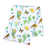 Gift Set: Cactus Blossom Baby Muslin Swaddle Blanket and Burp/Bib Combo by Little Hometown