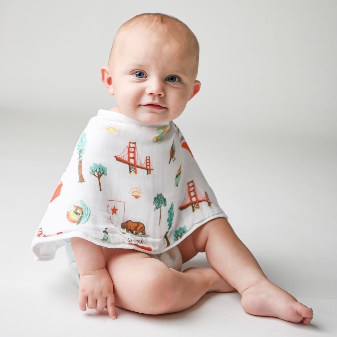 Gift Set: California Baby Muslin Swaddle Blanket and Burp Cloth/Bib Combo by Little Hometown