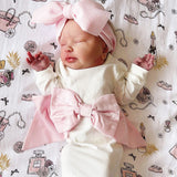 Gift Set: Champagne Dreams Baby Muslin Swaddle Blanket and Burp Cloth/Bib Combo by Little Hometown