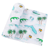 Gift Set: Florida Baby Muslin Swaddle Blanket and Burp Cloth/Bib Combo by Little Hometown
