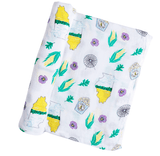 Gift Set: illinois Baby Muslin Swaddle Blanket and Burp Cloth/Bib Combo by Little Hometown