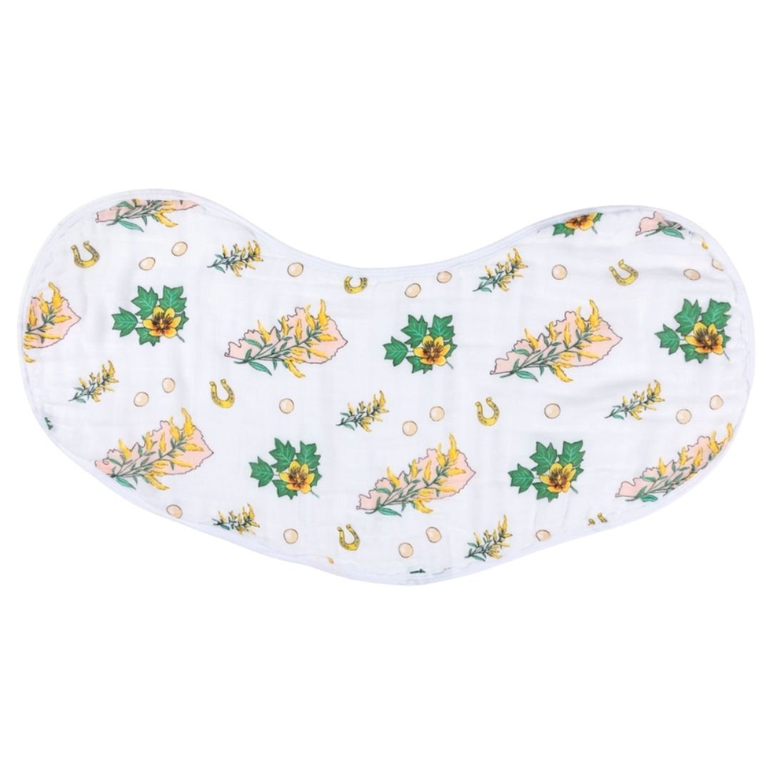 Gift Set: Kentucky Baby Muslin Swaddle Blanket and Burp Cloth/Bib Combo (Floral) by Little Hometown