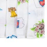 Gift Set: Pennsylvania Baby Muslin Swaddle Blanket and Burp Cloth/Bib Combo by Little Hometown