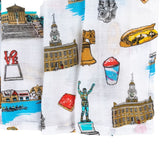 Gift Set: Philadelphia Baby Muslin Swaddle Blanket and Burp Cloth/Bib Combo by Little Hometown
