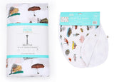 Gift Set: Seattle Baby Muslin Swaddle Blanket and Burp Cloth/Bib Combo by Little Hometown