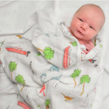 Gift Set: South Carolina Baby Boy Muslin Swaddle Blanket and Burp Cloth/Bib Combo by Little Hometown