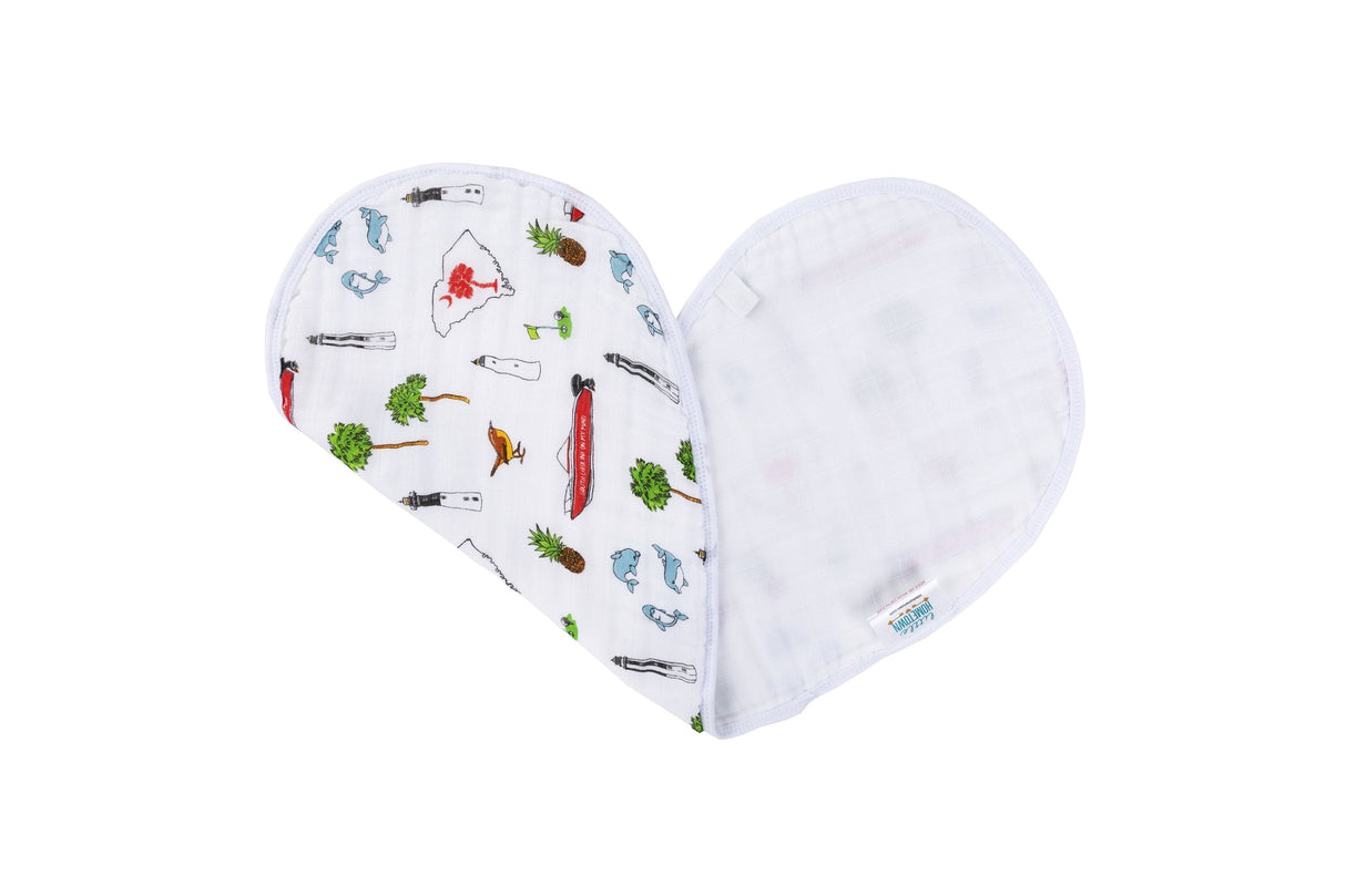 Gift Set: South Carolina Baby Boy Muslin Swaddle Blanket and Burp Cloth/Bib Combo by Little Hometown