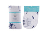 Gift Set: Southern Gentleman Baby Muslin Swaddle Blanket and Burp Cloth/Bib Combo by Little Hometown