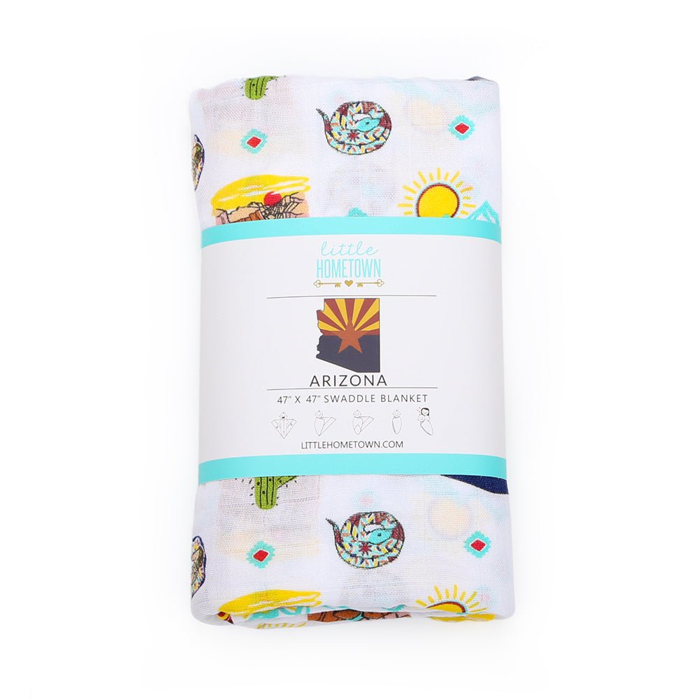 GiftSet: Arizona Baby Muslin Swaddle Blanket and Burp Cloth/Bib Combo by Little Hometown