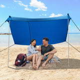 10 x 10 Feet Large Beach Sunshade Beach Tent Canopy with Sandbags-Blue