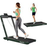 2.25HP 2 in 1 Folding Treadmill with APP Speaker Remote Control-Green
