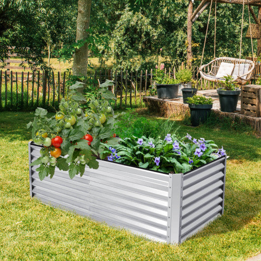 6 x 3 x 2 Feet Rustproof Metal Planter Box with Ground Stakes for Plants