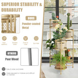 6-Tier Metal Plant Stand with Folding Rotatable Frame for Balcony Garden-Golden
