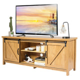 TV Stand Media Center Console Cabinet with Sliding Barn Door - Golden