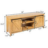 TV Stand Media Center Console Cabinet with Sliding Barn Door - Golden