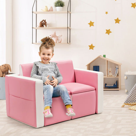 Multi-functional Kids Sofa Table Chair Set-Pink