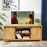 TV Stand Media Center Console Cabinet with Sliding Barn Door - Golden