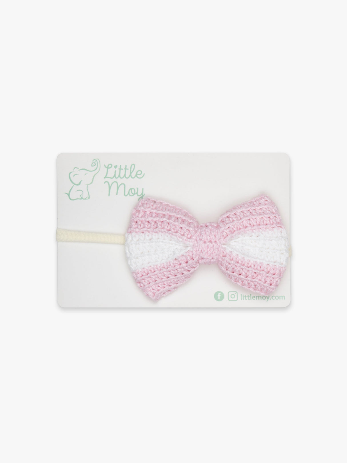 Crochet Bow Headband - Pink Stripes by Little Moy