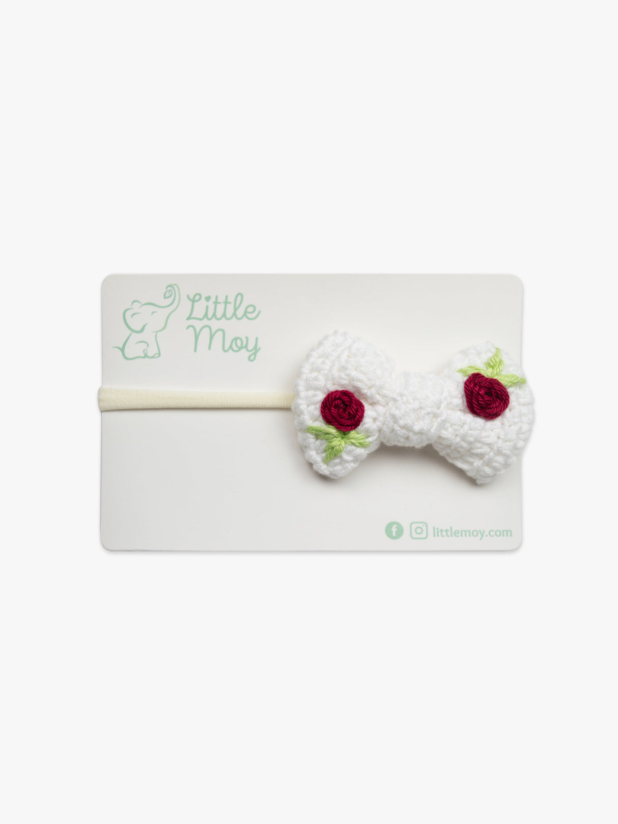 Crochet Bow Headband - Red Roses by Little Moy