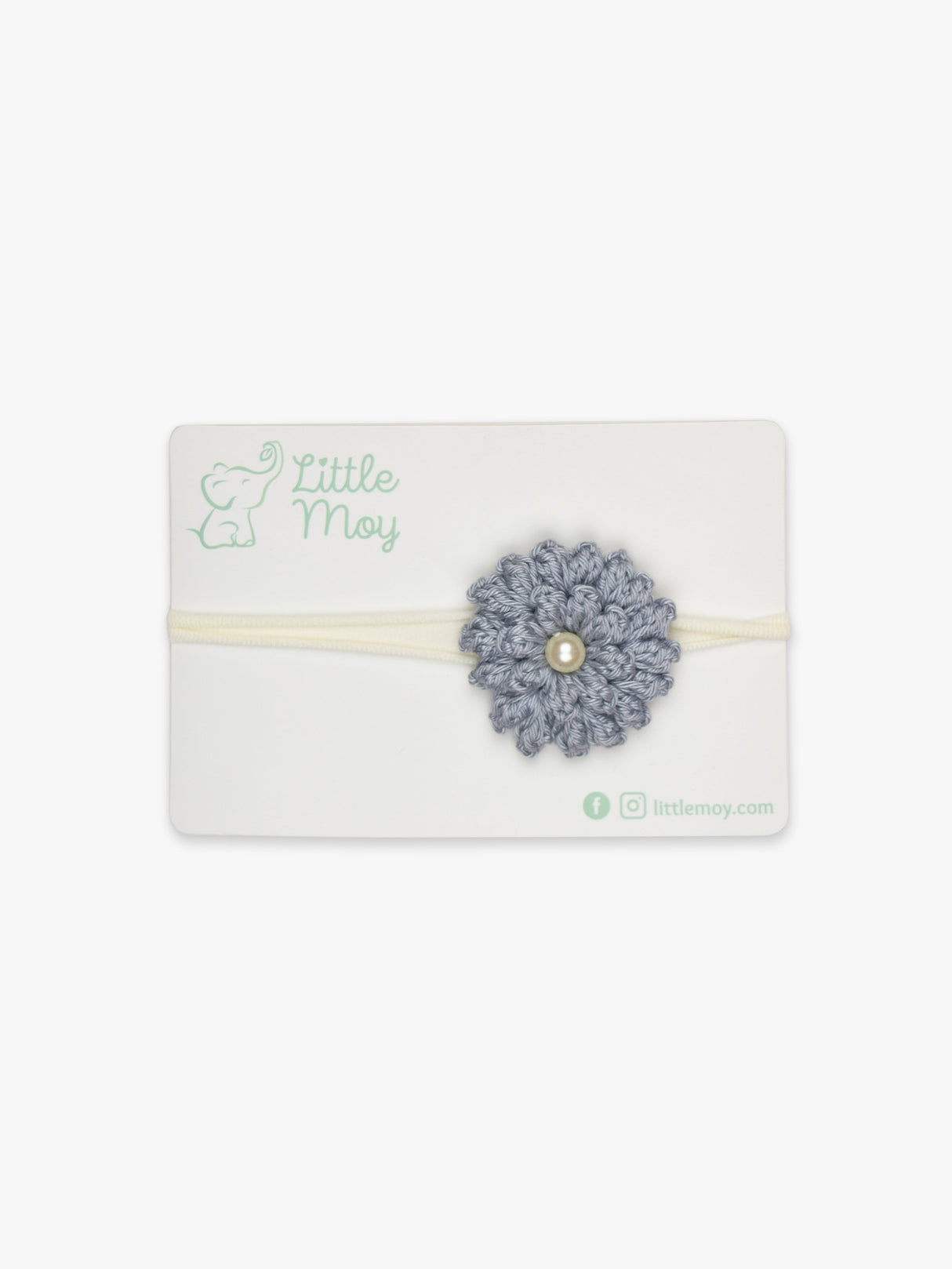 Crochet Flower Headband - Gray by Little Moy
