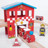 Fire Station Train Set by Bigjigs Toys US