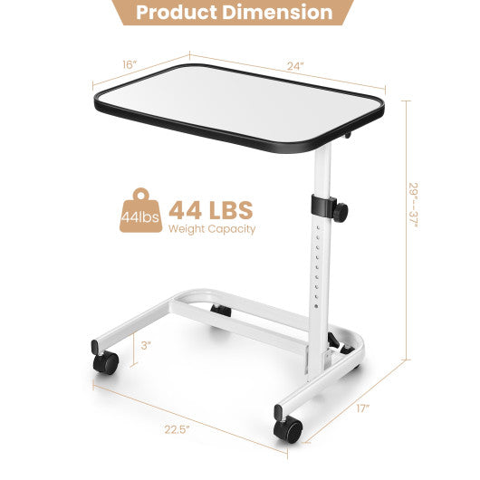 Rolling Overbed Bedside Table with 9-Level Adjustable Height