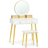 Vanity Table Set with Mirror-White
