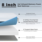 8 Inch Memory Foam Mattress with Poly Jacquard Fabric Cover-Full Size