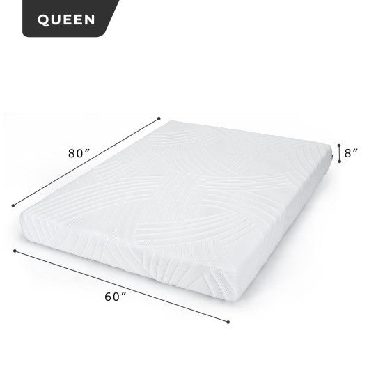 8 Inch Memory Foam Mattress with Poly Jacquard Fabric Cover-Queen Size