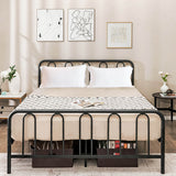 Full/Queen Size Metal Bed Frame with Headboard and Footboard-Queen Size