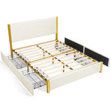 Full Size/Queen Size Upholstered Bed Frame with Adjustable Headboard and 4 Drawers-Full Size