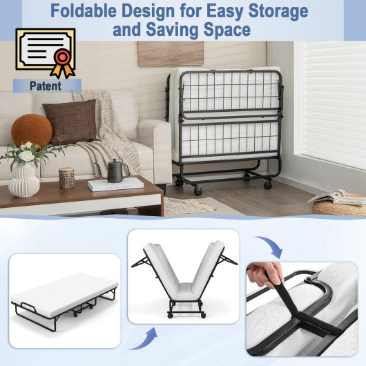 Twin Size Metal Folding Bed with Memory Foam Mattress Aiden s Corner