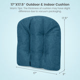 4 Pack 17.5 x 17 Inch U-Shaped Chair Pads with Polyester Cover-Navy