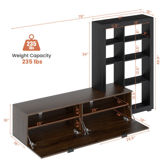 2-In-1 TV Stand with 4-tier Bookshelf for TVs up to 50 Inch