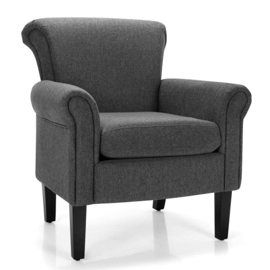 Upholstered Fabric Accent Chair with Adjustable Foot Pads-Dark Gray
