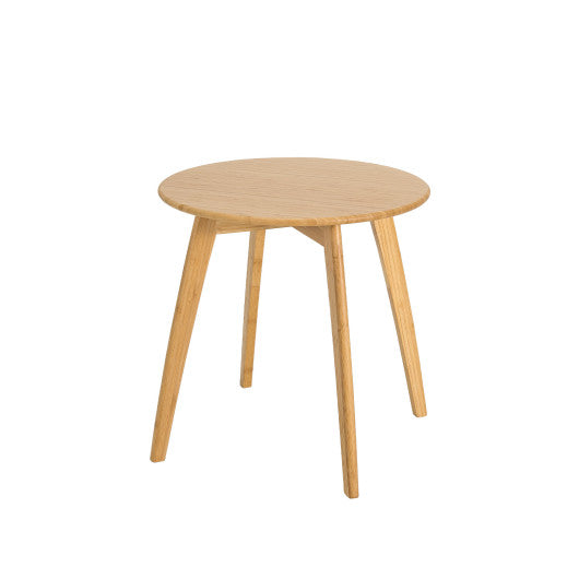 Natural Modern Stylish Bamboo Round End Table with 20 Inch Round Tabletop-Natural