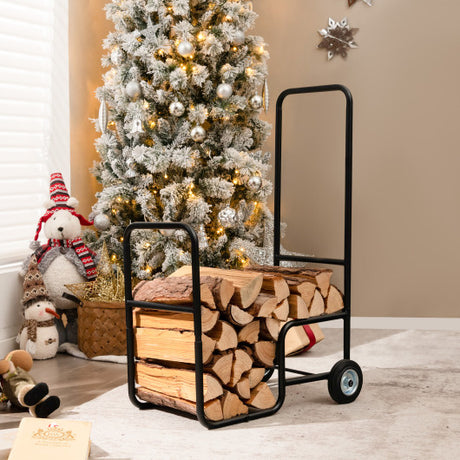 Firewood Log Cart Carrier with Anti-Slip and Wear-Resistant Wheels