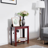 2-Tier Modern Compact End Table with Storage Shelf-Espresso