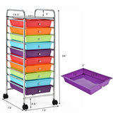 10 Drawer Rolling Storage Cart Organizer-Multicolor