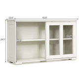 Sideboard Buffet Cupboard Storage Cabinet with Sliding Door-Cream White