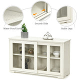 Sideboard Buffet Cupboard Storage Cabinet with Sliding Door-Cream White