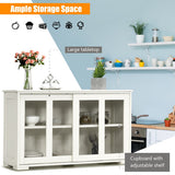 Sideboard Buffet Cupboard Storage Cabinet with Sliding Door-Cream White