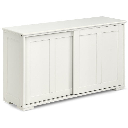 Kitchen Storage Cupboard Cabinet with Sliding Door-White