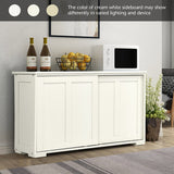 Kitchen Storage Cupboard Cabinet with Sliding Door-White