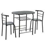 3 pcs Home Kitchen Bistro Pub Dining Table 2 Chairs Set-Black