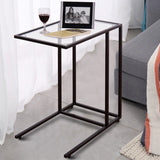 Sofa End Table Coffee Side Table with Glass Top